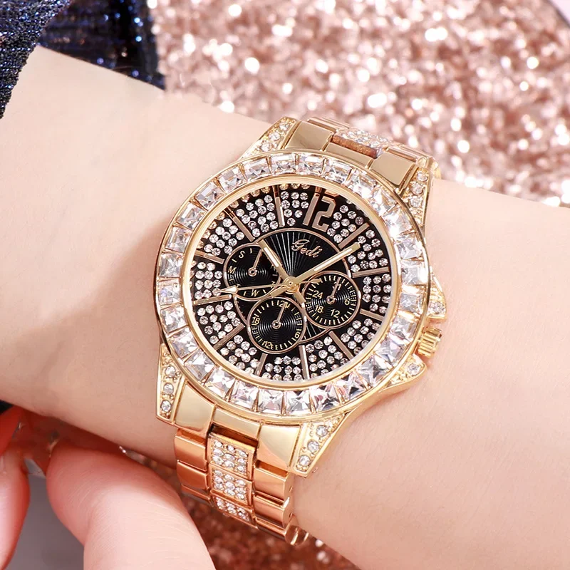 

Fashion Casual Luxury Ladies Quartz Watch 2022 Rhinestone Women Rose Gold Wristwatch Feminino Reloj Mujer