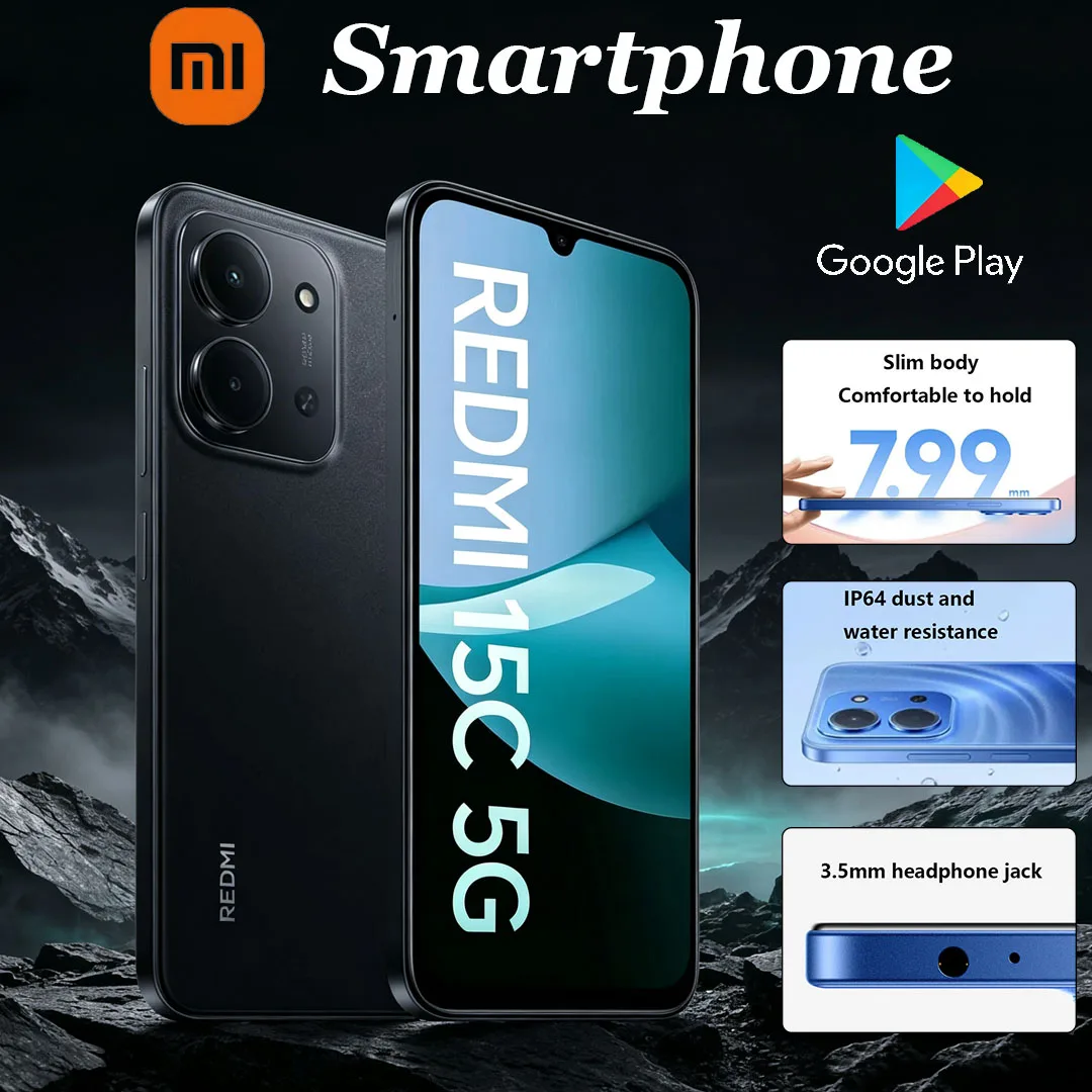 New Xiaomi Redmi 15C 5G Dual-SIM AI Smartphone Eye-protecting Screen 6000mAh Battery Gaming Performance Android Mobile Phone