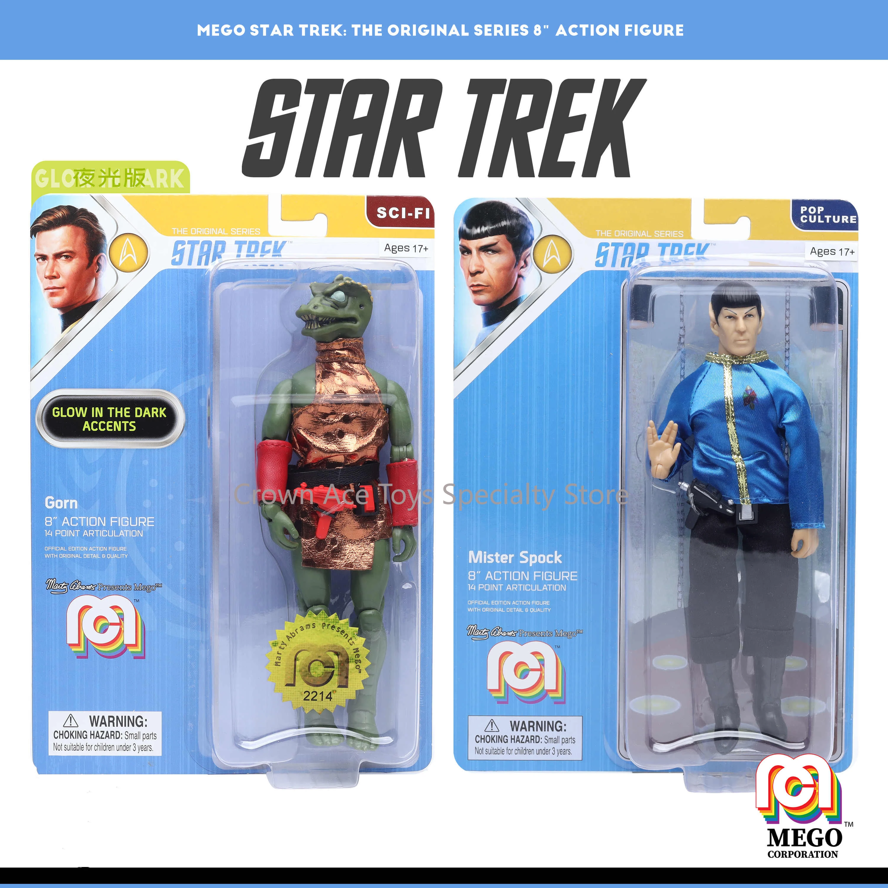 

In Stock Mego Star Trek GLOW IN THE DARKACCENTS Mister Spock Hanging Card 8in Trendy Collectible Toy Gift Desktop Ornament Model