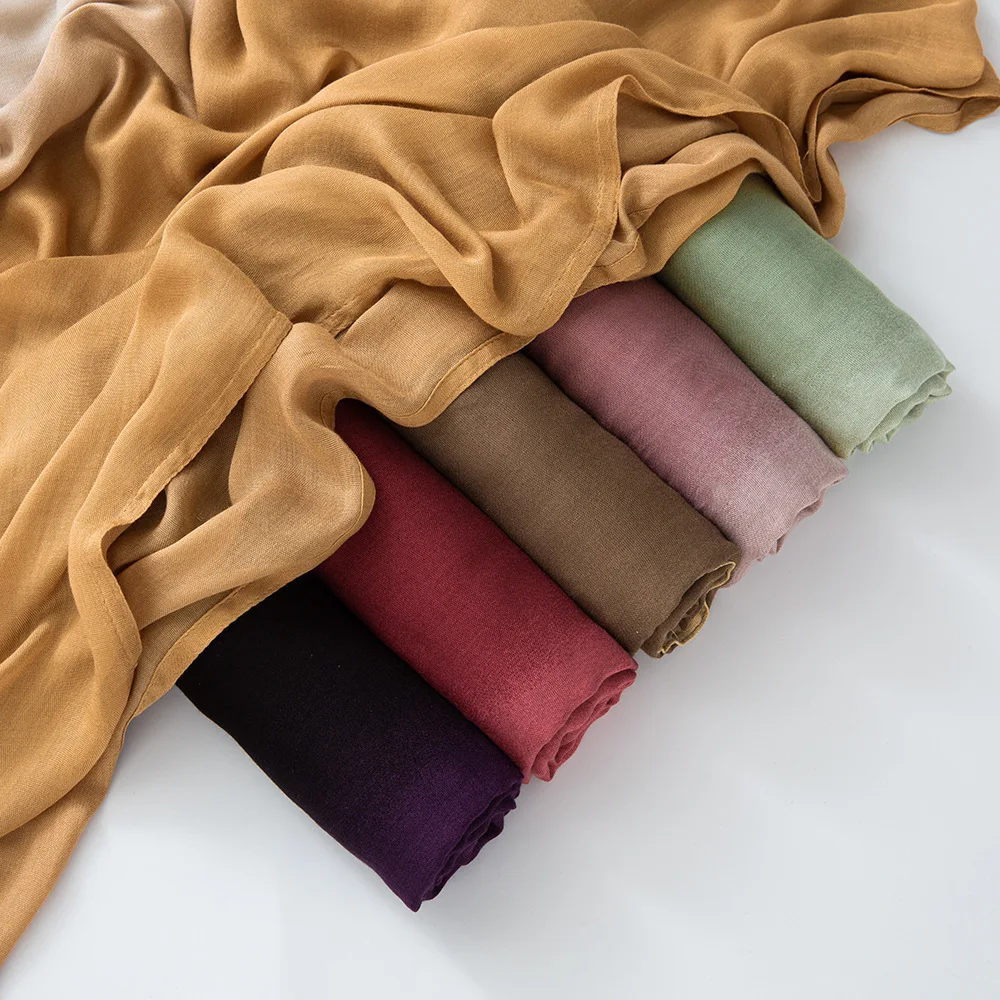 

Длинный вискозный шарф градиентного цвета, мусульманский хиджаб, женские шали, тюрбан, палантины, банданы, повязка на голову, Bufanda, платок, Turbante Mujer