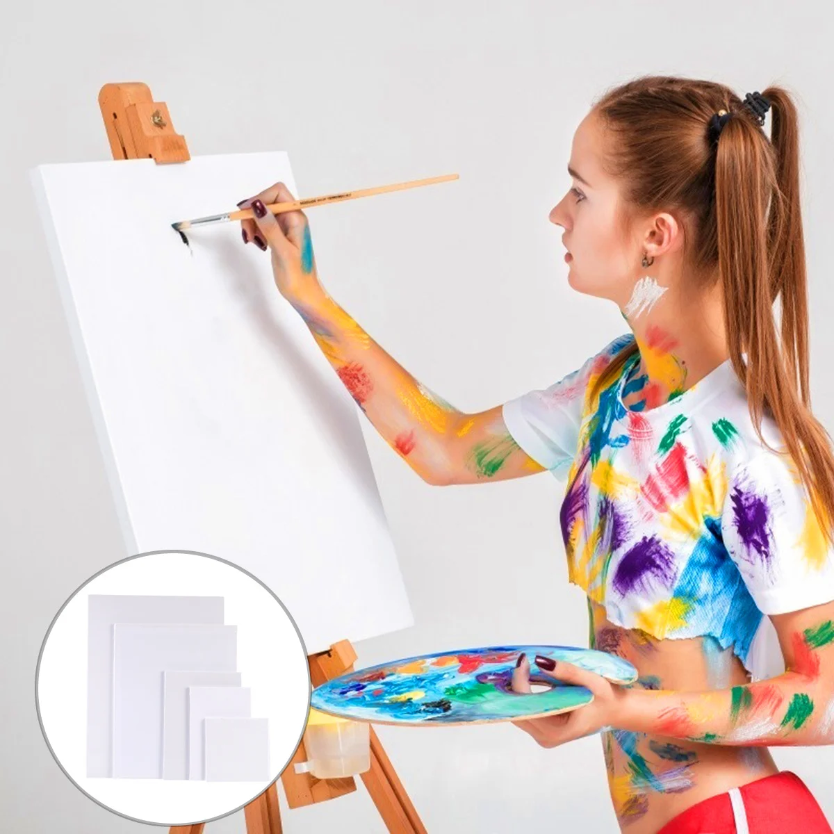 

10Pcs Square Cotton Oil Painting Board Pure Cotton Canvas Artist Drawing Board Neat Edges Ideal for Art Panels DIY