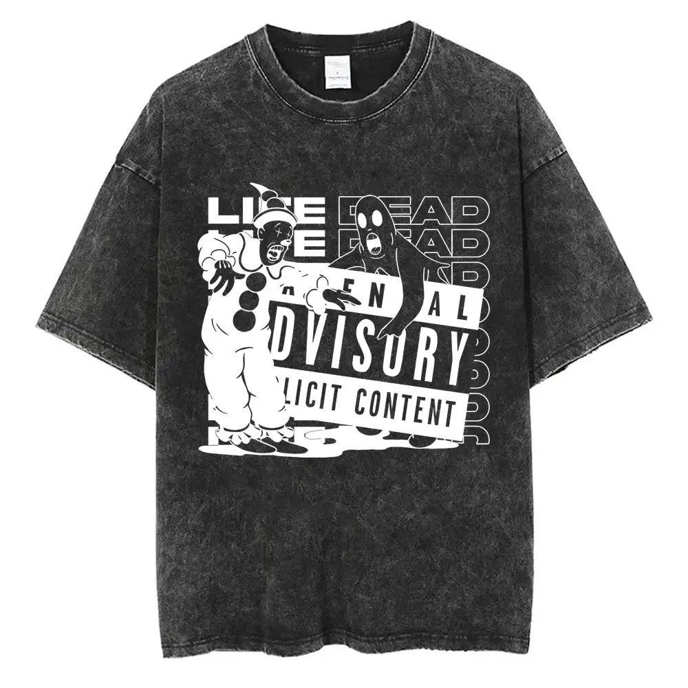 Ghostemane Gedruckt Gewaschen T-shirt Männer Casual Gothic Übergroßen Streetwear Männer Hip Hop Y2K Rap Rock Trap Metall Tops T-shirts