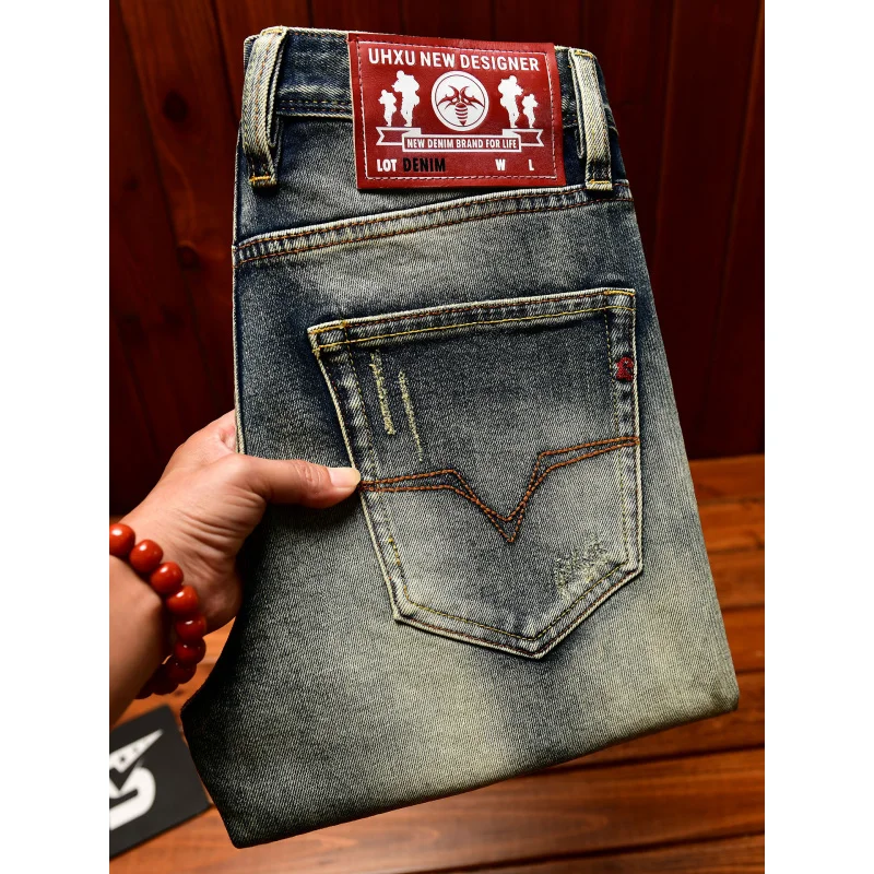 

Trendy Korean style jeans for men, 2025 autumn new men's clothing, denim, nostalgic retro slim fit, small leg pants