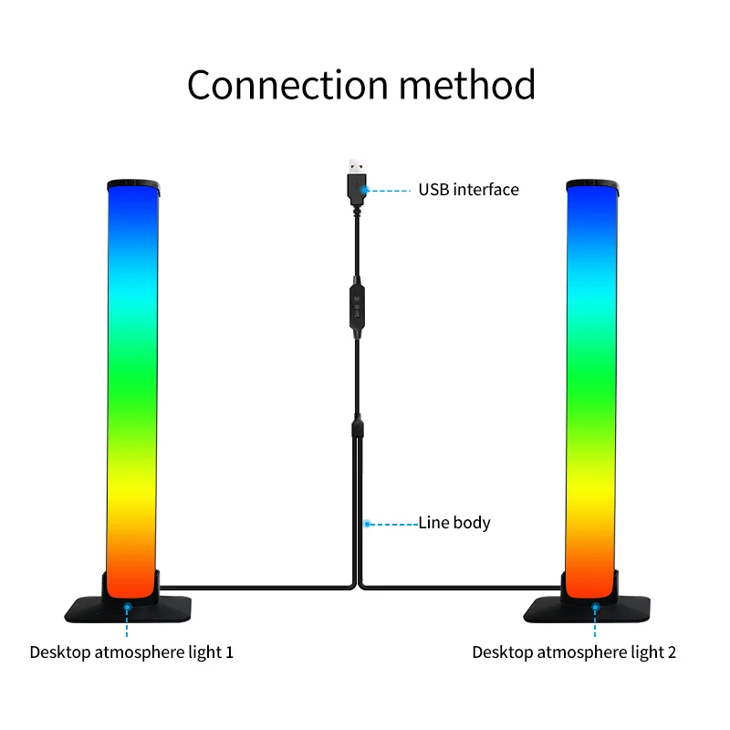 Sound Control  Pickup Rhythm Light RGB Music Ambient LED Night Light Bar APP Control Car Atmosphere Colorful Tube Lamp