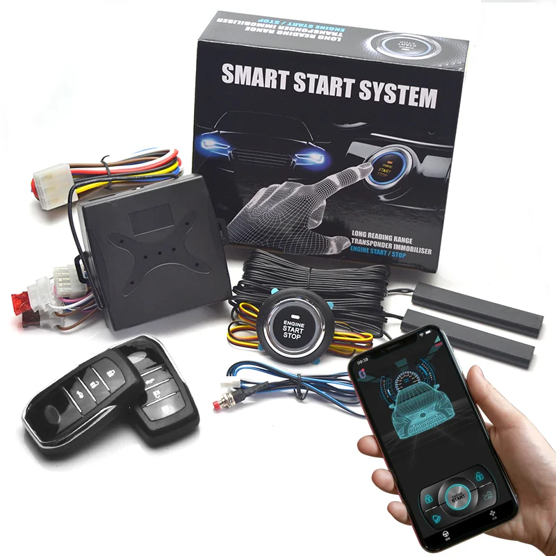 

Phone Remote Start kit for Car Alarm With Autostart Engine Start Stop Ignition Button PKE Central Lock Automatic Keyless Entry