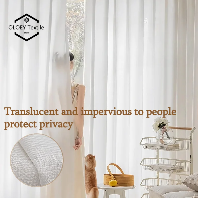 OLOEY White Tulle Curtain for Bedroom Super Soft White Voile Sheer Curtains for Living Room Tulle for Windows Home Decor Custom