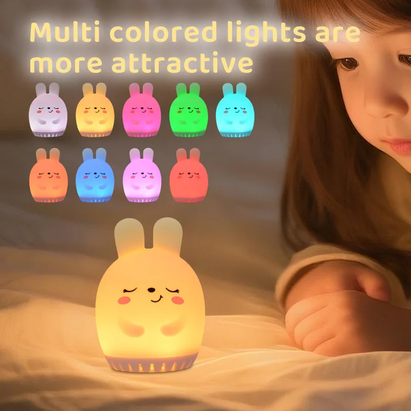 Mini Lamp Baby Soothing White Noise Machine with RGB Tap Light Night Light 20 Comfort Sounds Cute Rabbit Design for Infants