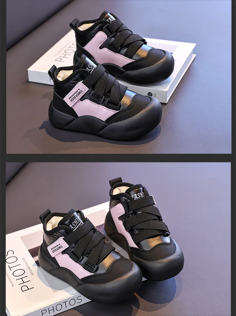 Jungen Mädchen Sportschuhe mit Fell 2026 Neue Mode Kinder Knöchelstiefel Warm für Winter Süße Schüler Kurze Stiefel Rutschfeste Weiche Sohle – Detail 16