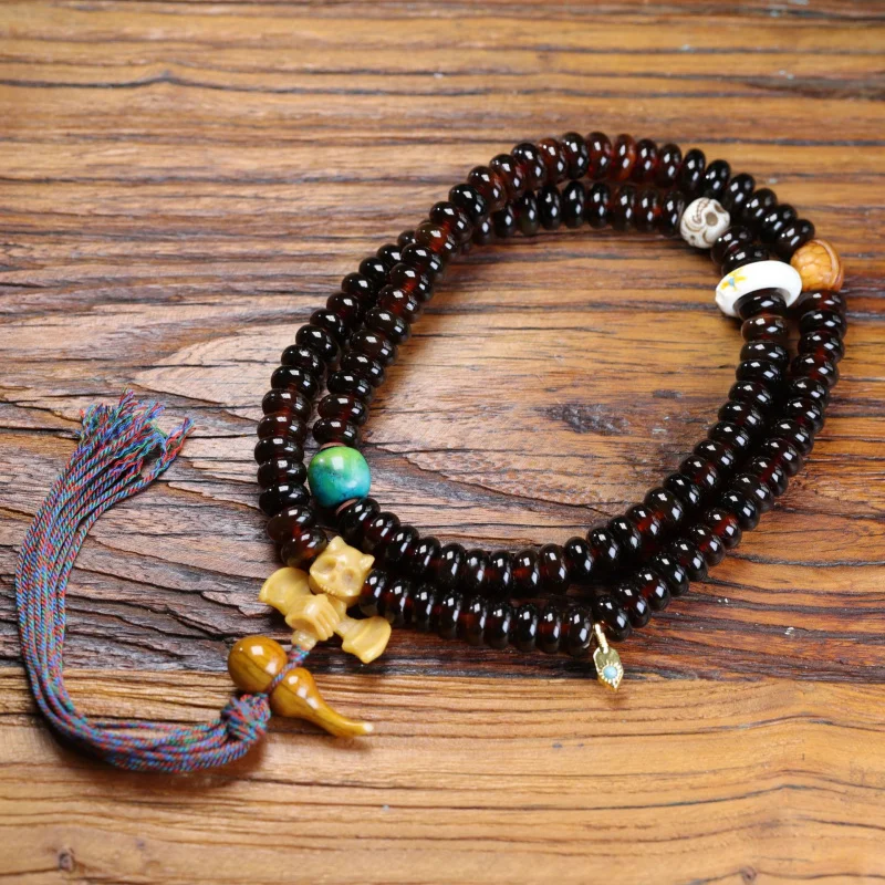 

Blood Multi-Circle Abacus Bead Bracelet Gold Armor Mountain Ox Bone Deer Antler Accessories Sweater Chain