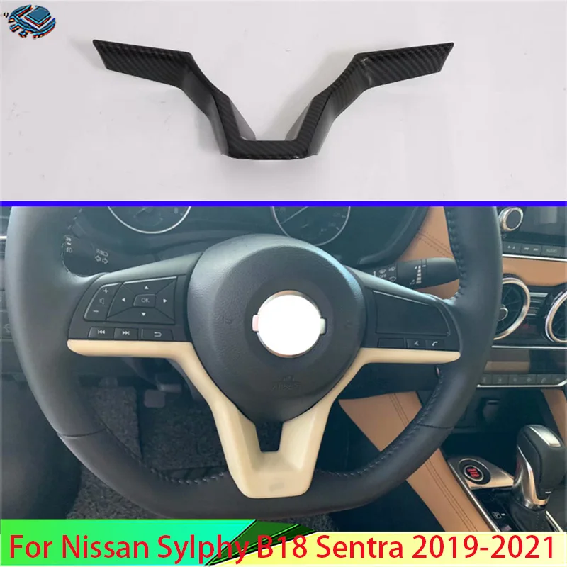 

Для Nissan Sylphy B18 Sentra 2019 2020 2021, автомобильные аксессуары, стиль из углеродного волокна, крышка панели рулевого колеса, накладка на рамку