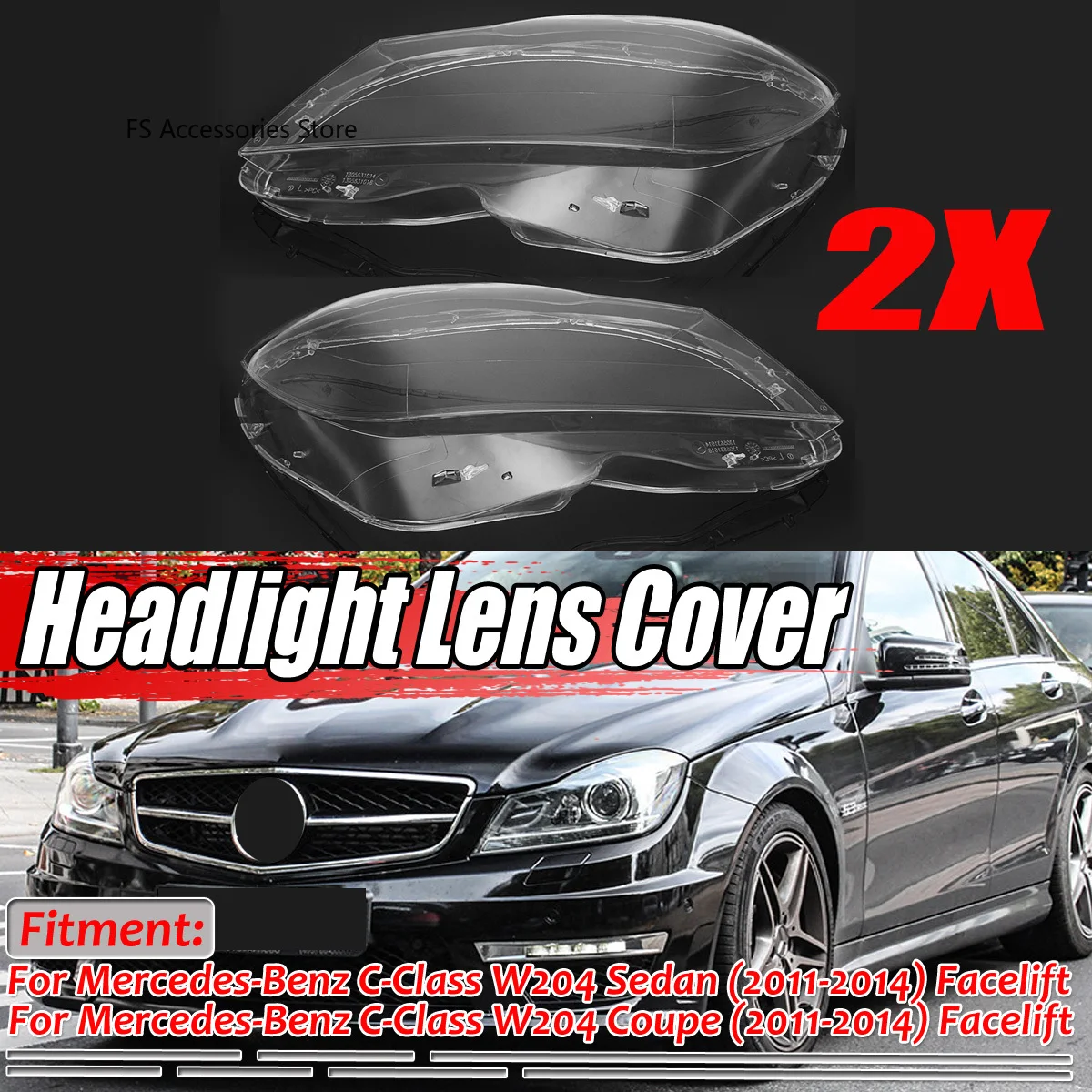 

Pair Front Lampshade Lamp Shell Headlamp Cover For Mercedes-Benz W204 C Class C180 C200 C260 2011 2012 2013 Headlight Shade Lens