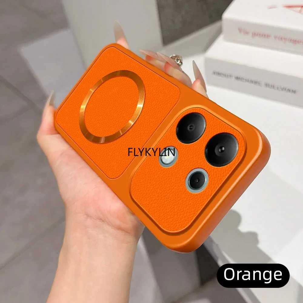 Für Magsafe Handyhülle Handyhülle für Xiaomi Redmi Note 13 Pro Plus 12 11 10 Pro 11S 10S 9S Candy PU Lammleder Weiche Hülle