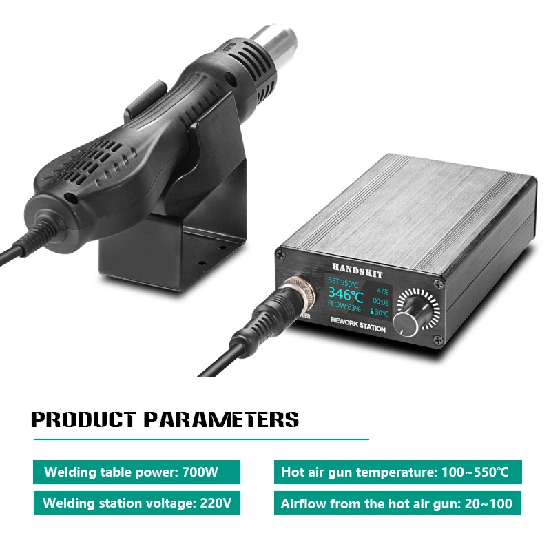محطة إعادة العمل مايكرو 858D 700 واط شاشة OLED عرض درجة حرارة قابلة للتعديل مسدس هواء ساخن إصلاح الهاتف المحمول