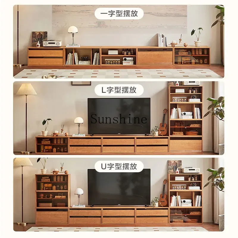 Living room floor-to-ceiling TV storage locker integrated module combination household furniture simple