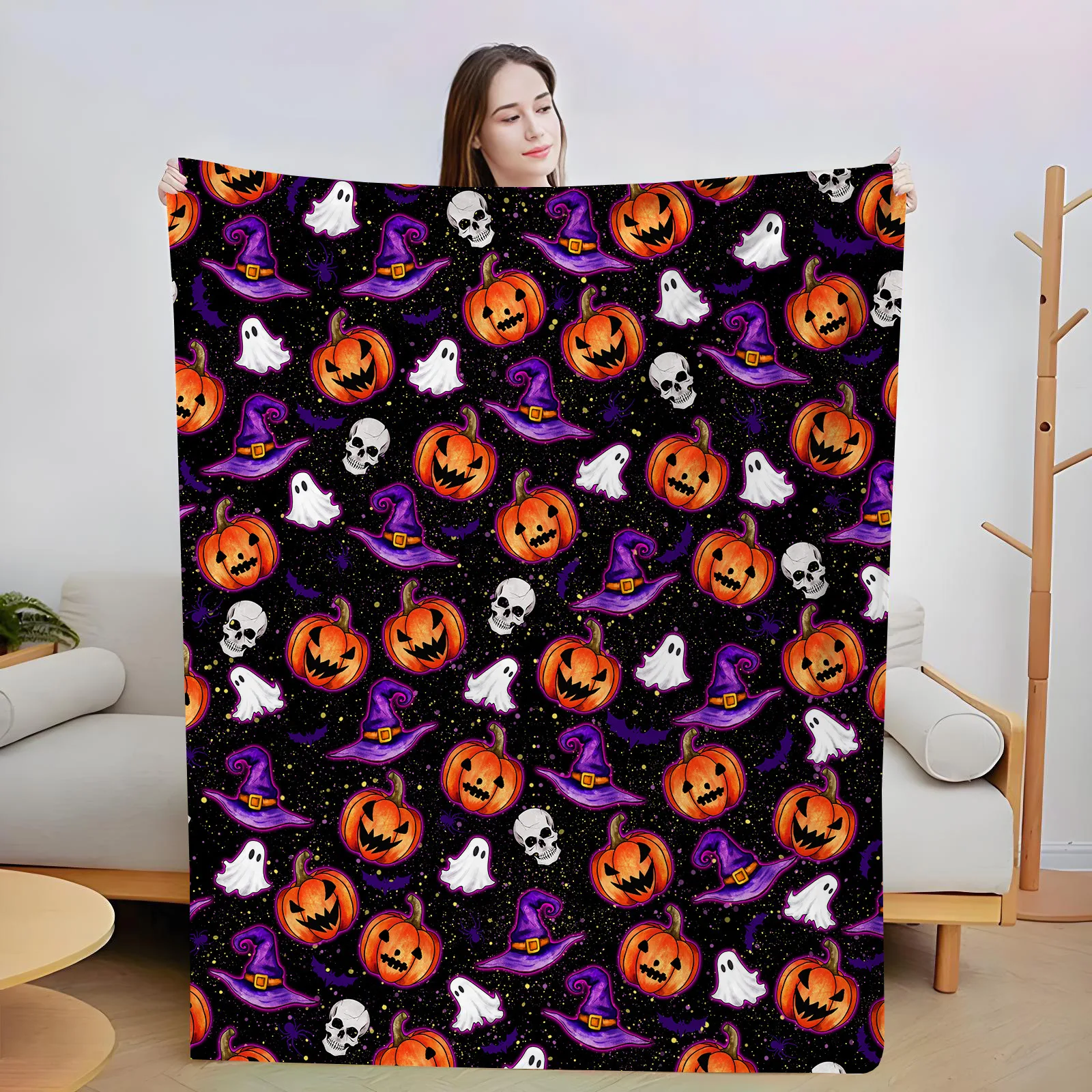 New Flannel Halloween Blanket Blanket Digital Printing Office Air Conditioner Nap Blanket Sofa Blanket Animation Gift
