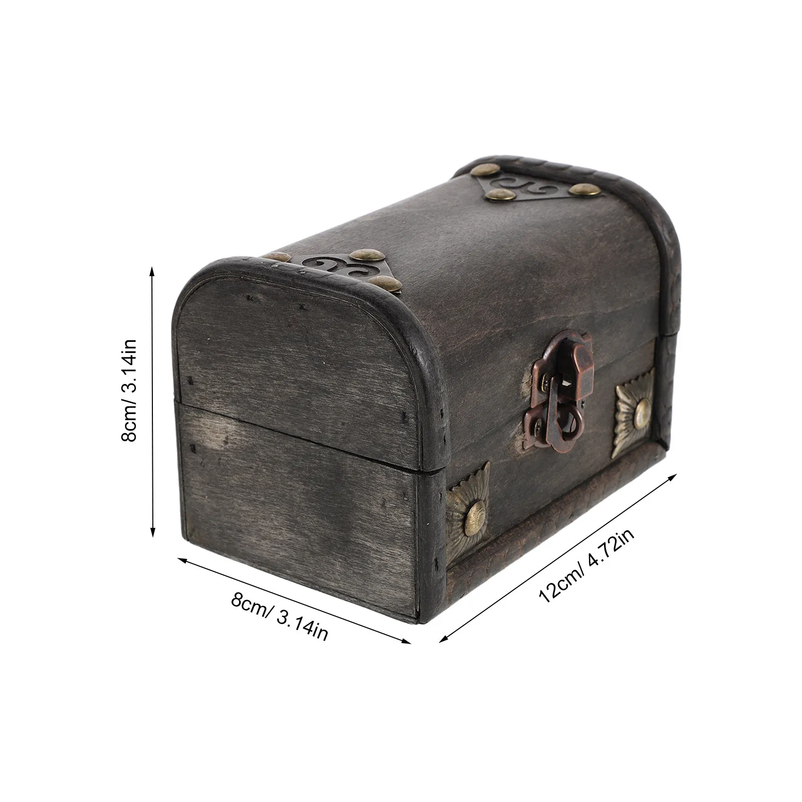Mini Lockable Storage Box Vintage Style Room Game Treasure Chest Jewelry Organizer Brown Rustic Design