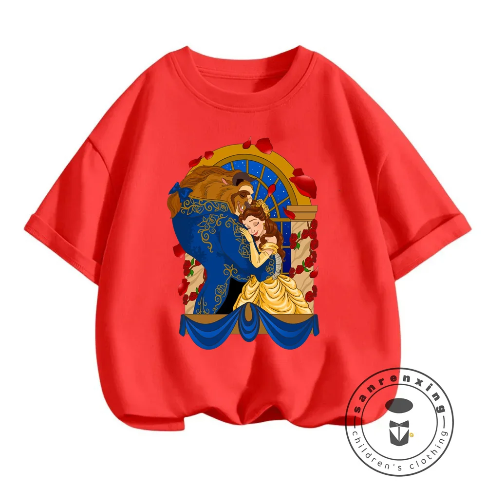 Beauty and the Beast Hits the Summer Streets! Disney Cartoons on Kawaii Hip-Hop T-shirts - Affordable Fashion for Boys and Girls