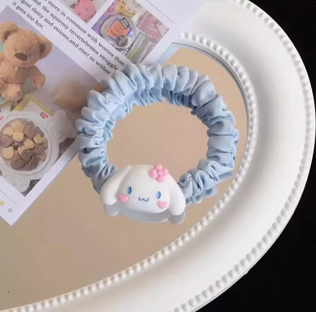 5Pcs Sanrio Hello Kitty Hair Rope Cartoon Anime Cute Kuromi Cinnamoroll HairBand Fashionable Hair Accessories Girl&Holiday Gift image 2