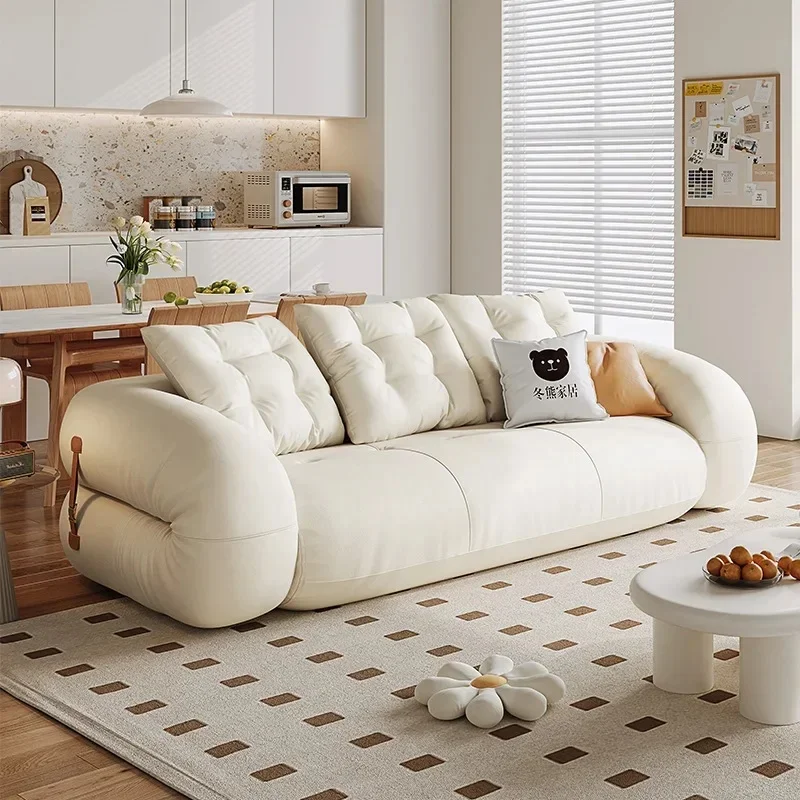 

Folding Three Person Sofa Bed Dual Use Cream Wind White Sofa Winter Bear