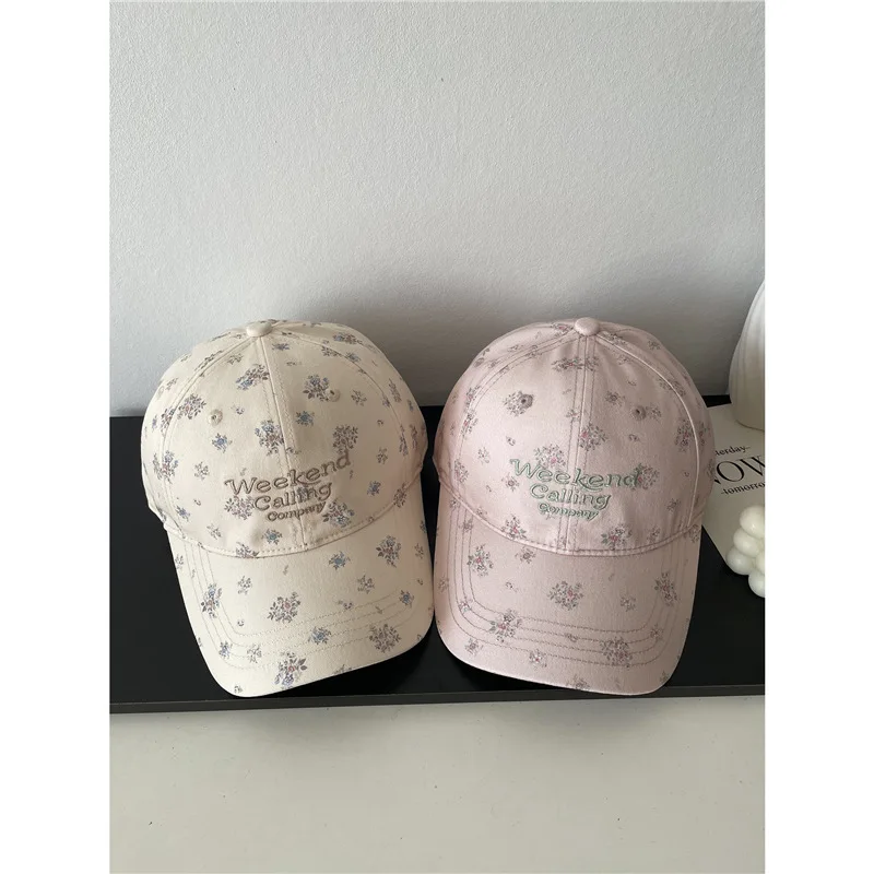 Women Ditsy Floral Baseball Cap Weekend Calling Embroidery Cotton Adjustable Sun Visor Casual Streetwear Dad Hat