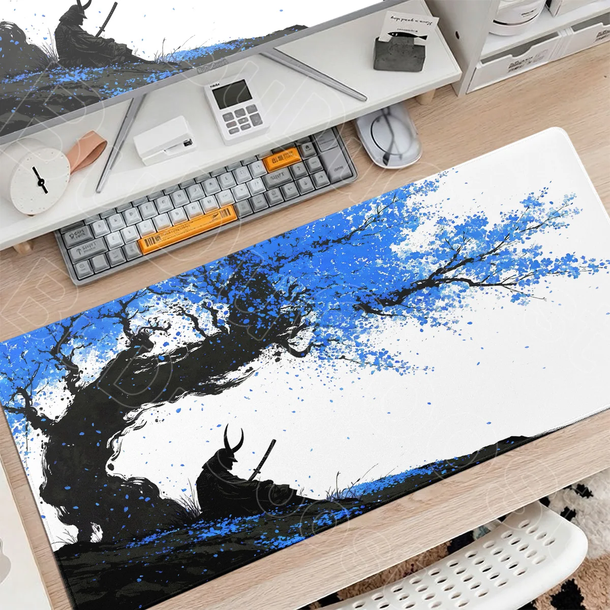 Yellow Sakura Gaming Mouse Mat 900x400mm Extended Office Desk Pad Non-slip Rubber Mousepad Samurai Speed Keyboard Rug Home Decor