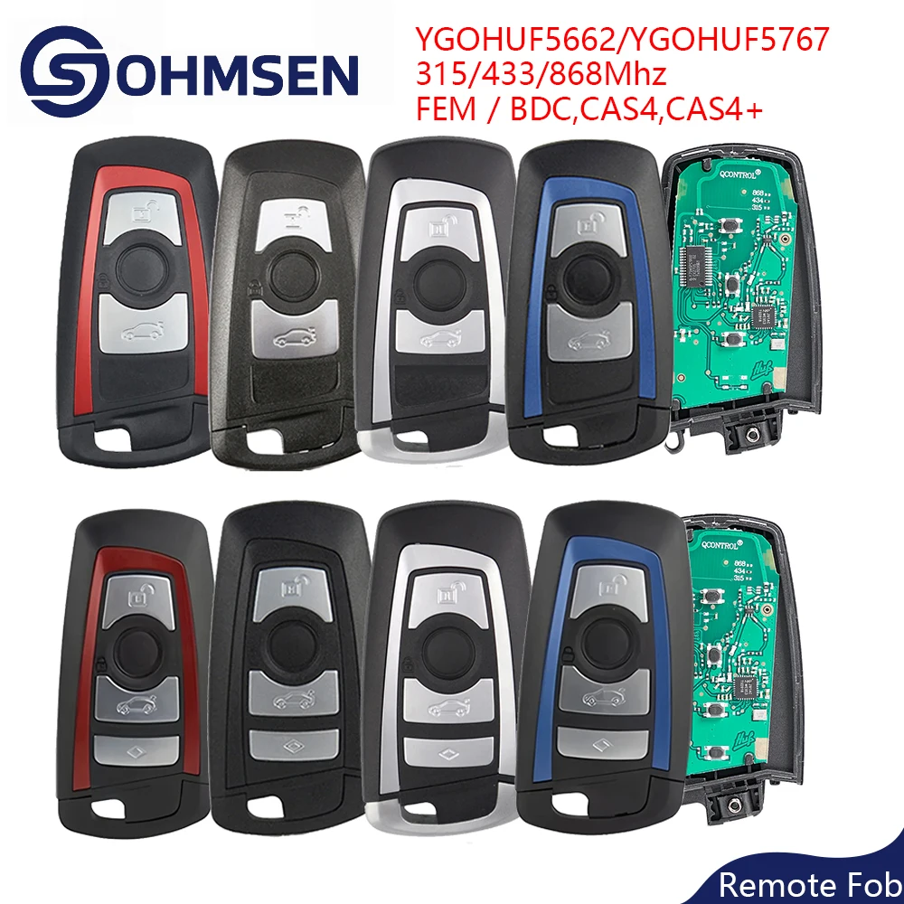 

OHMSEN Для BMW 3/4-кнопочный брелок дистанционного управления для серий 5, 7, F (FEM/BDC, CAS4, CAS4+) 2012-2017 YGOHUF5662/YGOHUF5767 315/433/868 МГц