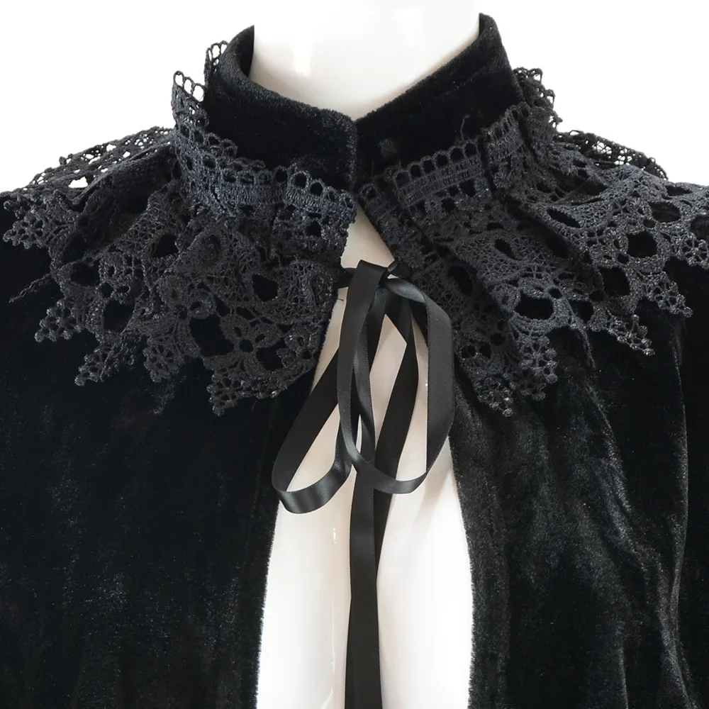 فيكتوريا قصيرة التعادل الجبهة شال المخملية الصوف شال عباءة زي الهالوين