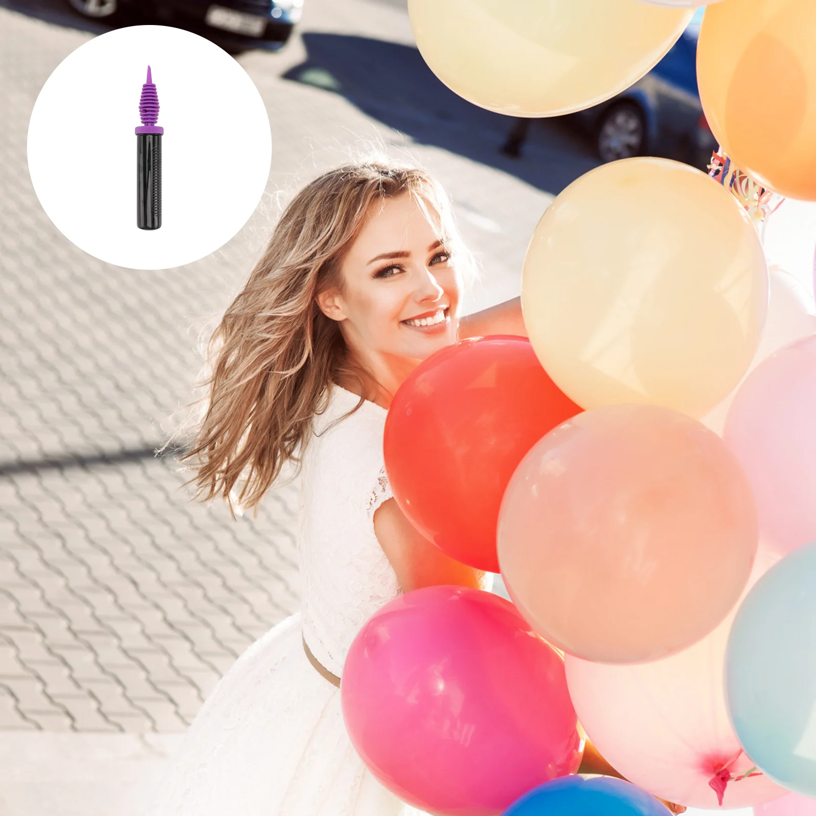 

2 Pcs Portable Balloon Inflator Hand Manual Inflator Swim Ring Pump Air Inflator For Party Home Shop Long and Round Balloon (Pur