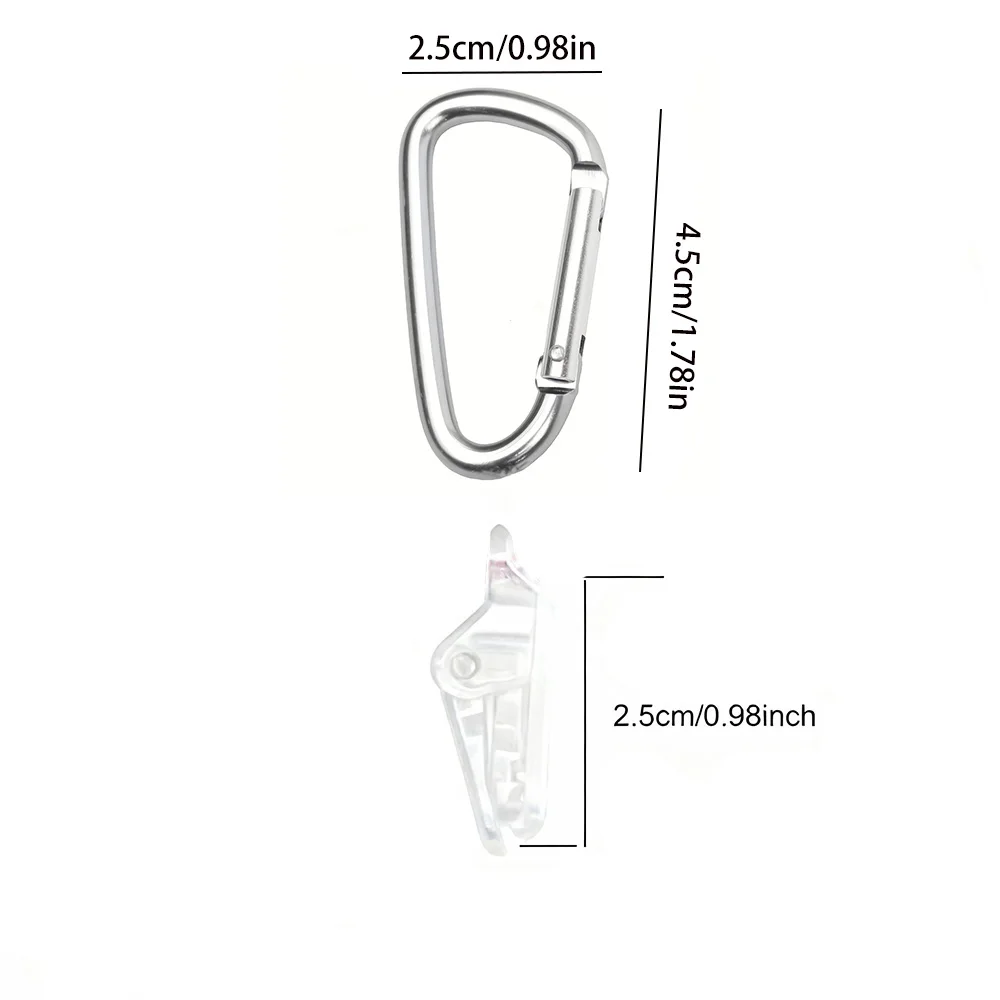 Outdoor Tent Clips, Outdoor Camping Canopy Hooks, Windproof Paracord Clips, Transparent Alligator Clips 10+10 Random Colors D-Ring Connectors, Multi-Purpose Tent Clips, Strong Grip, Suitable for Outdoor Camping Tent Fixing, Sunshades, Outdoor Camping and Car Covers, Essential for Outdoor Camping, Sturdy Structure