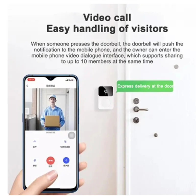 Smart Wireless Wifi Video Doorbell Waterproof 1080P HD Video Doorbell With Camera HD Infrared Night Vision Camera