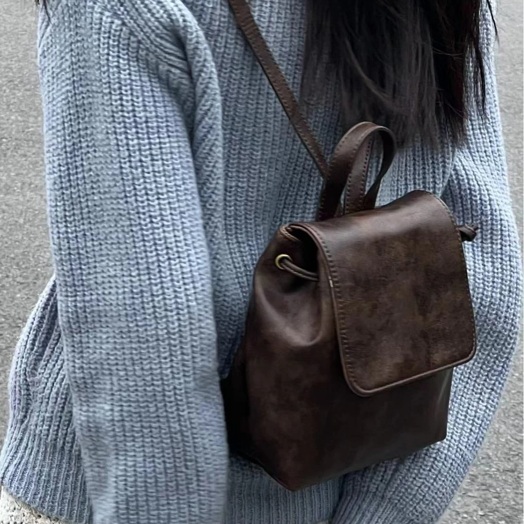 

Women Korean Fashion Backpack Casual Y2k Aesthetic 2025 Winter Vintage Mini Backpacks New Female Design Small Travel Bags Trend