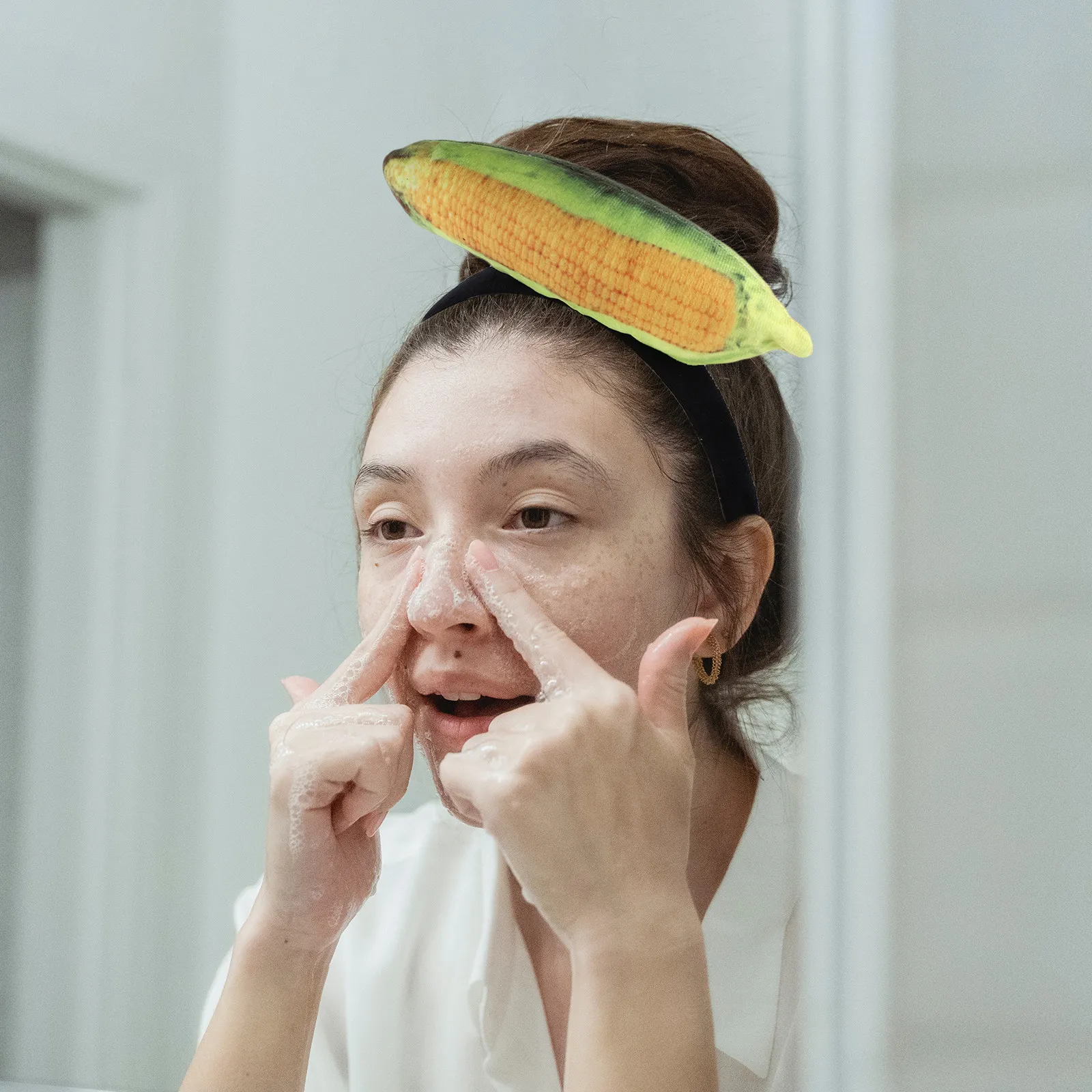 

Precision Made Corn Headband Comfortable Vegetable Hairband for Makeup Face Cleansing Hair Styling Ice Cream Hairband Corn Hair