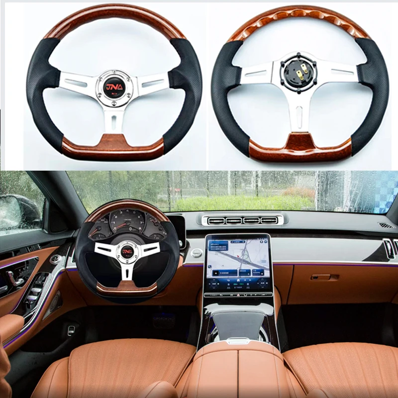 عجلة قيادة السيارة المعدلة 14 بوصة عجلة قيادة رياضية عالمية للسباق سريعة الإصدار عجلة قيادة السيارة ملحقات السيارة #4