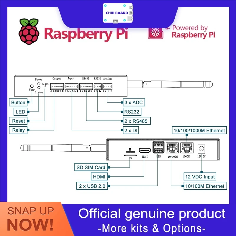 

Broadcom BCM2711 EDATEC CM4 Industrial Computer Carrier Board based on Raspberry Pi CM4 Dual Ethernet Port Data Logger