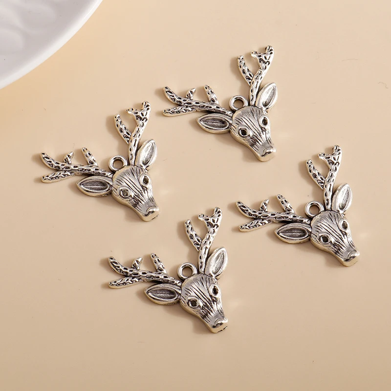 Leslie 8 Stück 31*36mm Antiksilberfarbene Hirsch-Anhänger für Halsketten, Armbänder, Ohrringe, DIY-Schmuckherstellung. – Detail 4