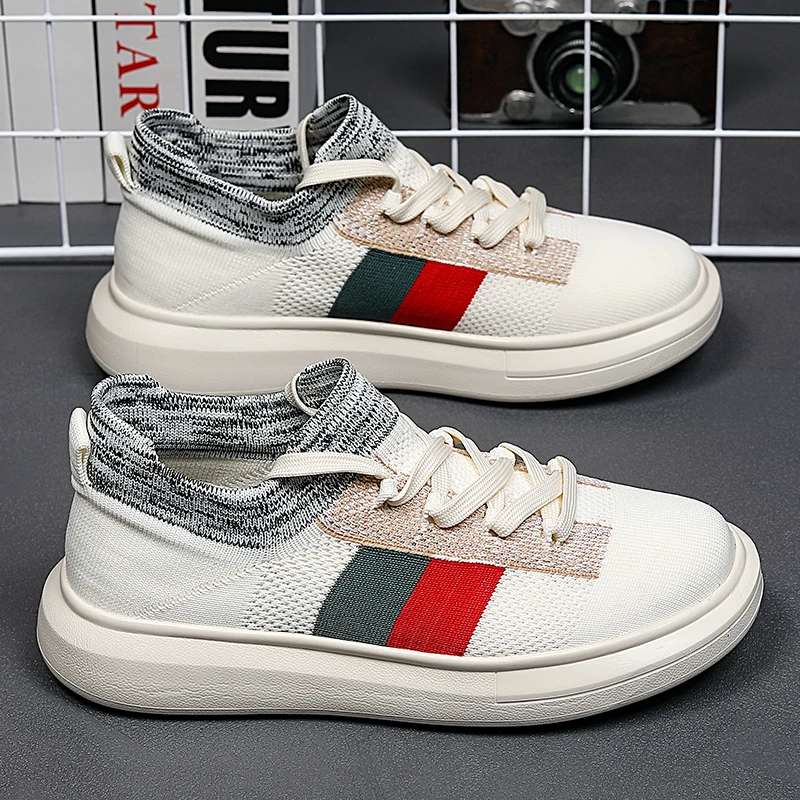 

Men's White Sports Shoes Women's Striped Designer Breathable Casual Shoes Suitable for Fashionable Street Wear in Multiple Sizes