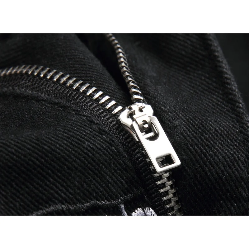 Black ripped jeans men's fashion fashion brand personality punk handsome motorcycle stretch casual skinny pants