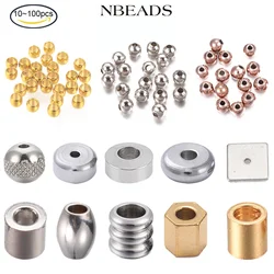 Cuentas espaciadoras redondas planas de acero inoxidable, cuentas sueltas de agujero de 100-3mm, accesorios de acero inoxidable para fabricación de joyas, 10-0,5 piezas, 4mm