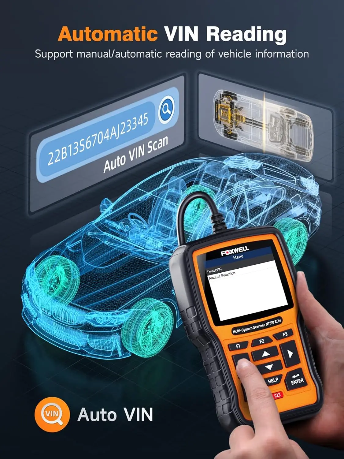 FOXWELL NT510 مناسب لأداة تشخيص الماسح الضوئي Porsche Obd2 نظام كامل ABS SRS قارئ رمز محرك الزيت مع تحكم ثنائي الاتجاه