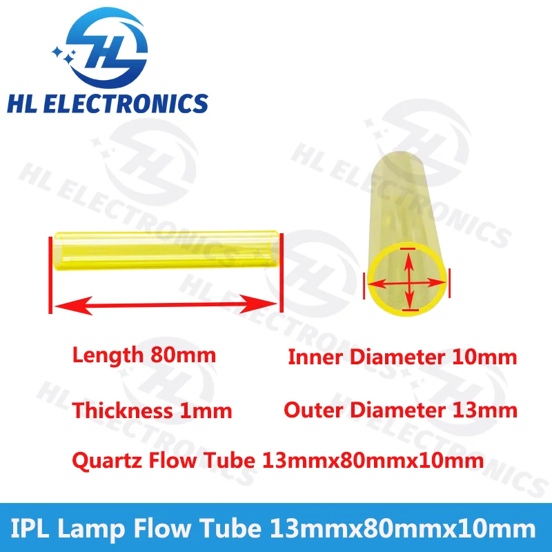 IPL yellow quartz tube glass tube UV filter lamp flow tube 13x80x10mm