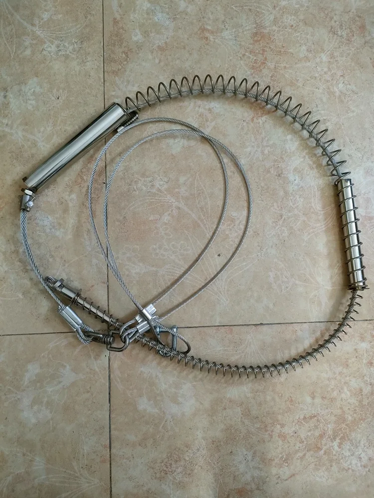 1PC Two Section Double Steel Wire Strong Spring With Nuts Flat Head Buckle Rope For Wild Boar Fox Rabbit Trap
