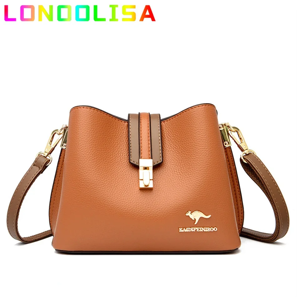 High Quality 3 Layers Purse and Handbag for Female Luxury Leather Women Bag Designer Shoulder Crossbody Small Tote Ladies Wallet