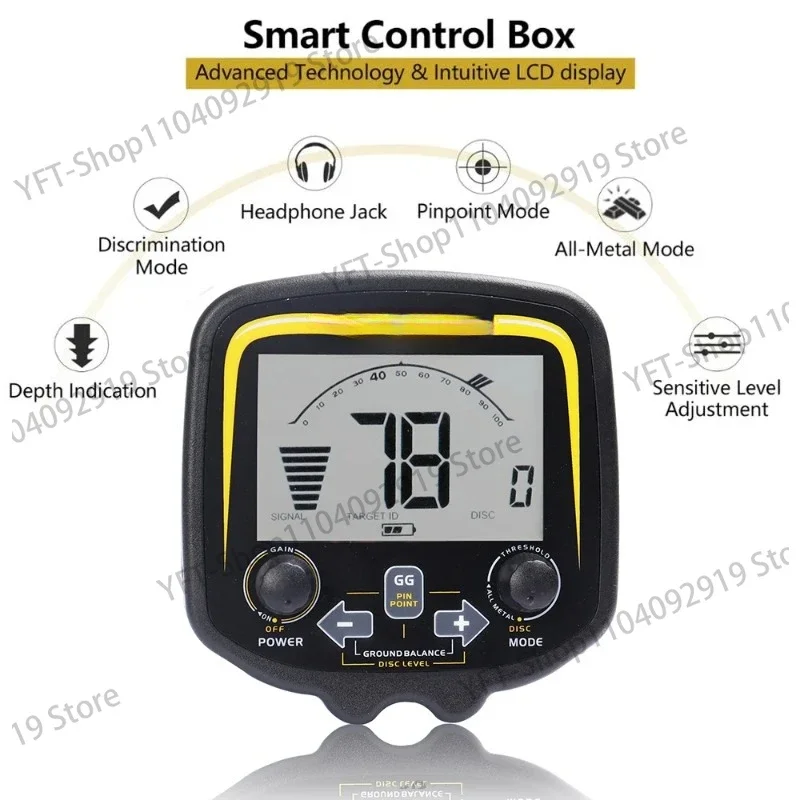 Detector de Metales TX-850 + PALO de posicionamiento + auriculares, bobina impermeable LCD