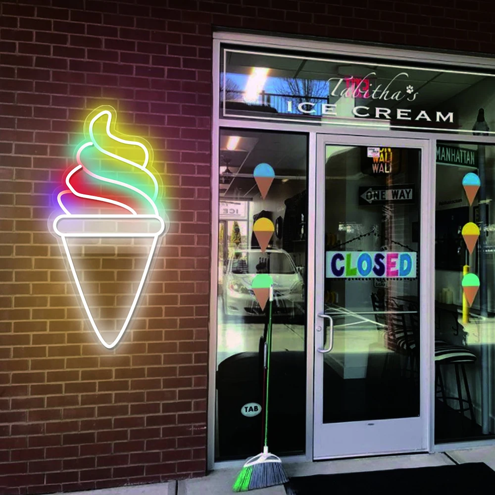 Ice Cream Neon Signs -Custom Coffee Shop Sign -Handmade Restaurant Led Light- Led Sign for Shop Wall Decor - Retro Ice Cream