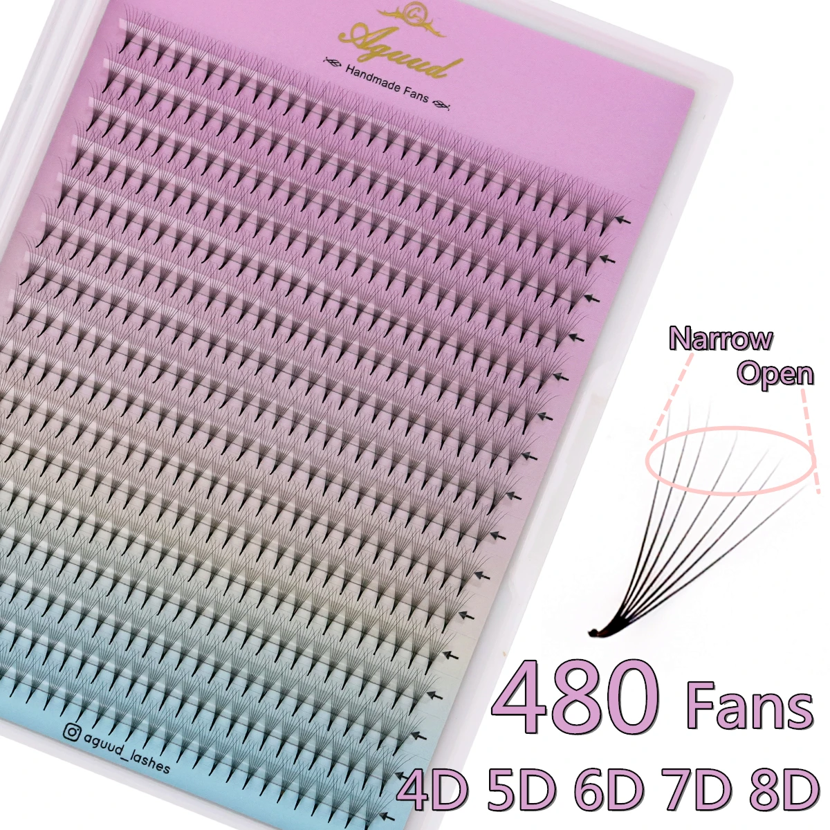 

AGUUD 480 Fans Lash Tray Pointy Base Premade Thin Slim Fans 4D 5D 6D 7D 8D Russian Volume False Eyelash Extensions Supplies