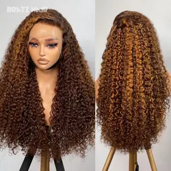 350 Density 26 Inch Highlight Honey Blonde Wig 13x4 Curly Lace Frontal Human Hair Wigs 4x4 5x5 Piano Tone Colored Deep Wave Wigs