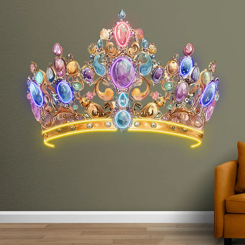 Toysign Royal Crown Neon Light - Majestic Jewel-Toned LED Sign, Princess & King-Inspired Decor for Home, Gift for Luxury Lovers