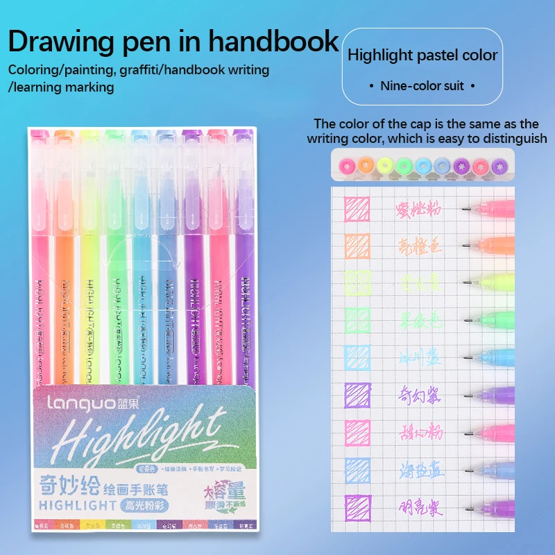 LANGUO 45/9 Kleuren Morandi Kleurrijke Gel Pen Student Schrijven Marker DIY Graffiti Schilderij Tekening Handboek Pennen School Nieuwe kleuren