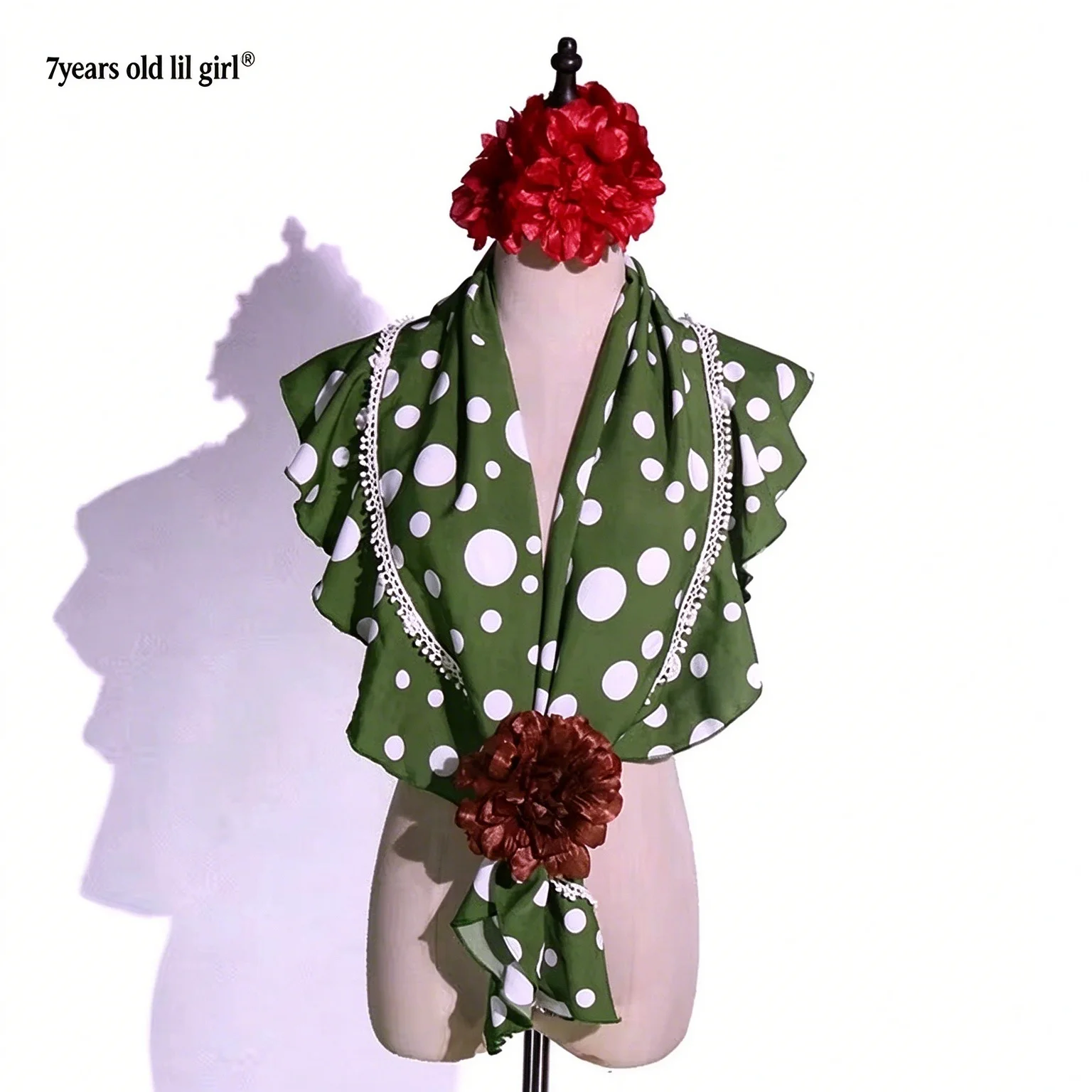 Vestido de bailelilgirl de 7 años, Boutique Flamenco, bufanda estampada de lunares BK249