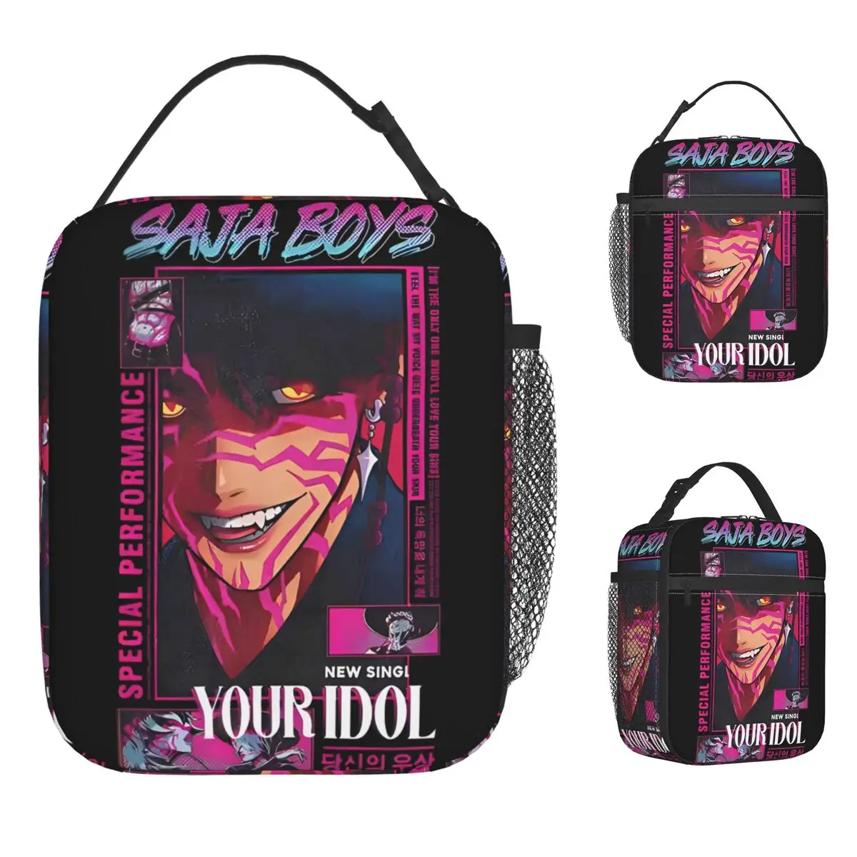 

Saja Boys K-pop Demon Hunters Lunch Bag Outdoor Picnic Lunch Box Men Cute Graphic Thermal Tote Handbags Oxford Convenient